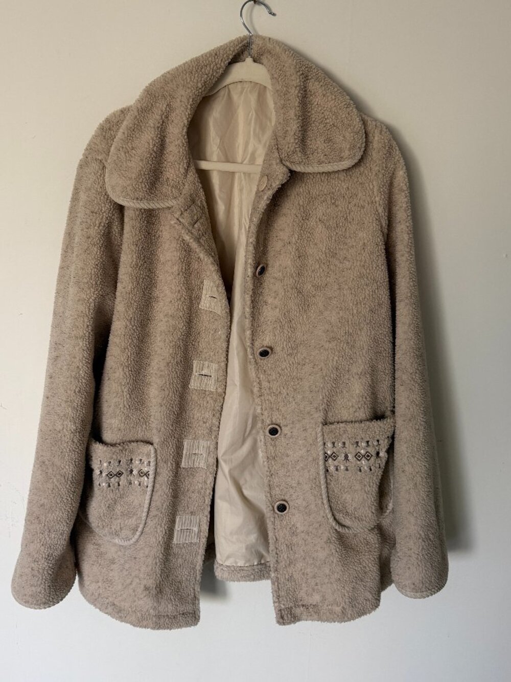 Vintage Tudor Court Haband Sherpa Cream Jacket Sz M